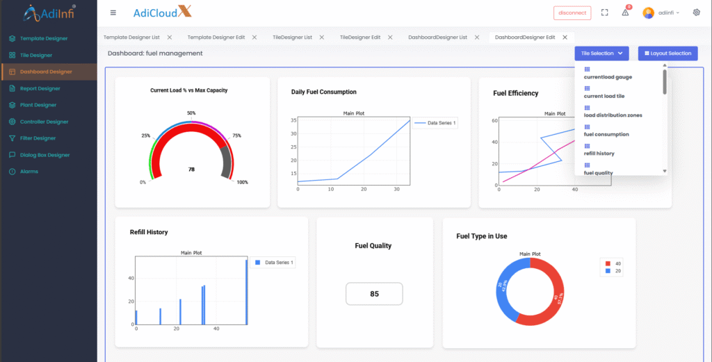Dashboard tile select