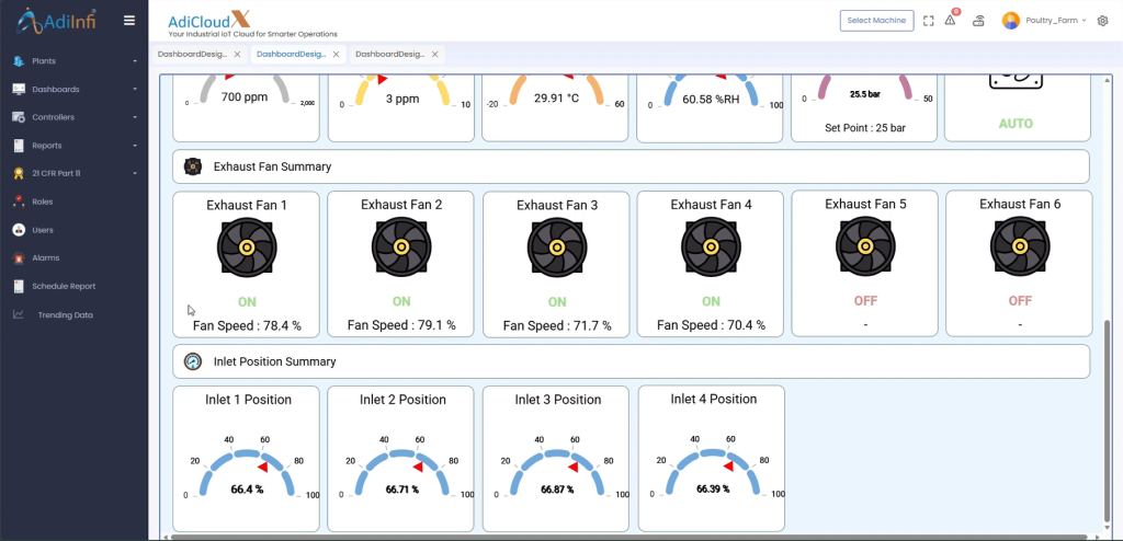 exhaust fan dashboard